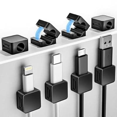 [ROYSC] 8 Pack Magnetic Cord Organizer Holder, Adjustable Cable Clips, Strong Adhesive Desk Cable Management Clips for Nightstand, Office, Car, Easy Open Design for Tidy Wire Organization