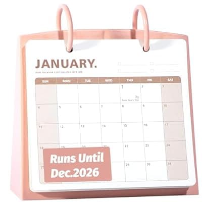 [bibiage] Bibiage Small Desk Calendar 2026 Jan to Dec, Monthly Decorative Flip Calendar for Desk with to Do List, Cute Desk Decor, Standing Calendar for Home School Office Supplies, 7" x 6.5", Pink