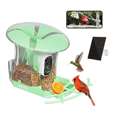 [OIRHNL] Smart Bird Feeder with Camera, Solar Powered 3 L Capacity, 2K HD AI Identify Bird Species, Weatherproof Auto Video Recording, Real-Time Alerts, Ideal Gift for Tech Lovers and Parents (Green)