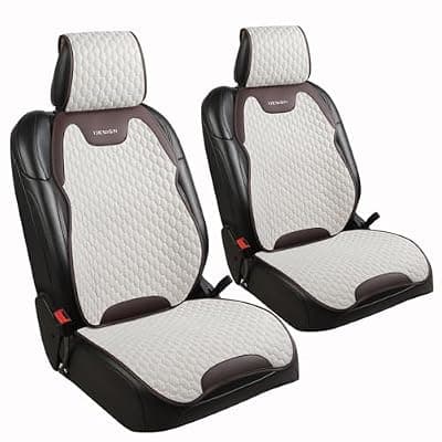 [Gripure] Gripure Breathable Linen Car Seat Cover Protector for Front Seats – Durable, Non-Slip, Airbag Compatible, Universal Fit for Sedans, SUVs, Pickups (2pcs, Beige)