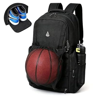 [Gemgoal] Extra Large Basketball Bag with Size 14 Shoe Compartment & Detachable Ball Mesh,Pro Basketball Backpack for Boys with Wet Dry Separation,Insulated Cooler Pocket,Best for Basketball,Soccer,Volleyball