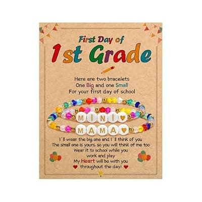 [BAYLAY] BAYLAY Back to School Bracelet - First Day of School Preschool/Kindergarten/1st Grade/2nd Grade/Back to School Stuff Gifts Supplies Mommy and Me Mommy Daughter Bracelets Heart Beaded Bracelets Gifts