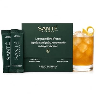 [Sant\u00E9 Blends] Relaxation Drink Mix – Alcohol-Free Alternative – Unwind in ~15 Minutes – KSM-66® Ashwagandha, Noble Kava, GABA & L-Theanine – Unflavored, No Sugar, No Next-Day Fog – 20 Stick Packs – Santé Blends