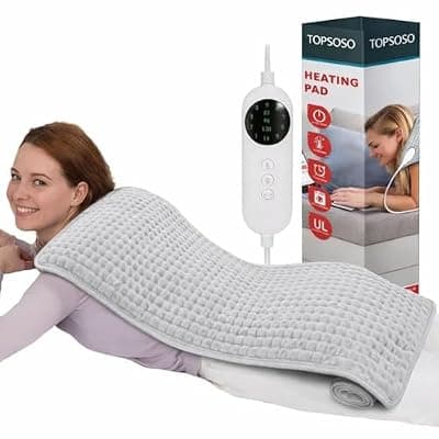 [TOPSOSO] Large Heating Pad, 21"x41" Extra Large Heating Pad for Back Pain Relief Electric Heating for Period Cramps Shoulders Pain Relief Moist/Dry Heat 10 Heat Setting Auto Shut Off Gift for Women Men
