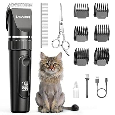 [Jovipawzy] Jovipawzy Cat Clippers for Matted Long Hair, Quiet Cat Grooming Kit 2-Speed Cordless Rechargeable Shaver HairTrimmer, Pet Clippers for Small,Large Dogs & Animals (Black)
