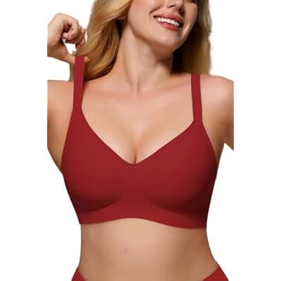 [As Fairy] As Fairy Womens Soft Comfortable No Underwire Bras V Neck Seamless Push Up Bralettes Full Coverage Tshirt Brassiere