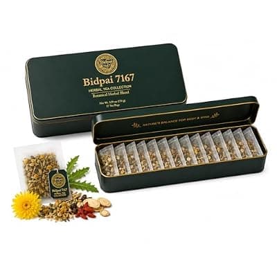 [Bidpai7167] BIDPAI7167 Premium Dandelion Leaf & Root Herbal Tea, 100% Natural Caffeine-Free Detox Tea for Daily Balance & Liver Wellness, Luxury Metal Gift Tin Box, 15 Count Premium Tea Bags (Net Wt. 5.29 oz / 15