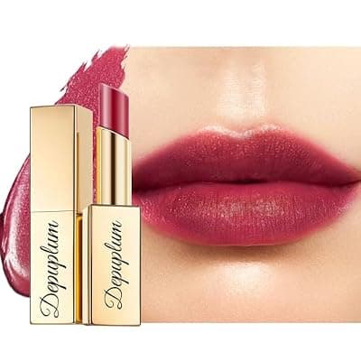 [Depuplum] Depuplum Dark Burgundy Red Shimmer Lipstick for Women Moisture Tinted Lip Balm Mauve Nourish Cruelty Free Lip Gloss Glitter Lip Stick (ZG112 Deep Love - Dark Red)