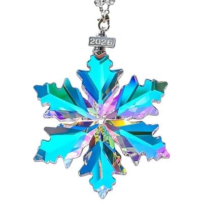 [BAOXUE] 2026 Christmas Ornaments,Crystal Snowflake Beautiful Ornament for Tree | Suncatcher Ornament Hanging Crystal for Car Rearview Mirror, Window, Christmas Tree Decor Birthday Gift for Women Girls