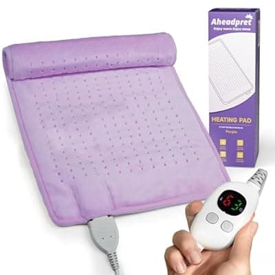 [Aheadpret] Aheadpret Electric Heating Pads for Neck and Shoulder,3 Hours Auto Shut Off,6 Heat Levels,12" x 24" Heating Pads,Machine Washable,Birthday Gifts for Women and Men,Purple