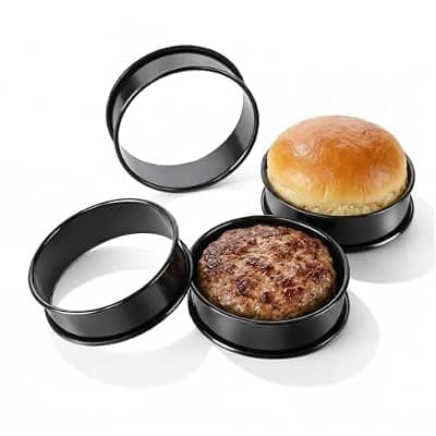 [Autotide] 4 Pcs Crumpet Rings Non-Stick for Eggs, 8cm Diameter, Pancakes & Baking, Multi-Purpose Cookie & Cooking Rings, Stainless Steel, Oven & Air Fryer Safe