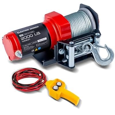 [RUGCEL WINCH] RUGCEL WINCH 2000lb,for ATV, with Steel Cable,ATV Winch with Wired Manual Remote Control Switch,with Mounting Plate,with Roller Fairlead&Hook