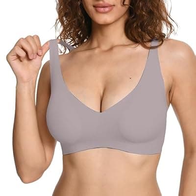 [Soft Intention] Soft Intention Jelly Wireless Bra, Minimizer Bras for Women Deep V Bra, No Underwire Seamless Full Coverage