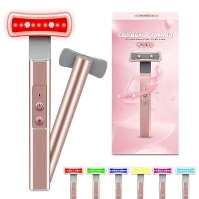 [jidany] Red Light Therapy for Face, 6 in 1 LED Light Therapy Eye Equipment for Skin,Face Wand with Facial Massager, Skincare Facial Wand,Vibration, Thermal, Microcurrent，Portable Beauty Tools