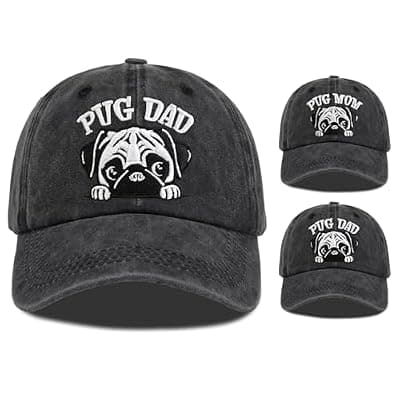[ZVUZVO] ZVUZVO Pug Mom/Dad Gifts for Women, Pug Mom/Dad Baseball Caps, Adjustable Dog Caps, Christmas Birthday Gifts for Dog Lovers