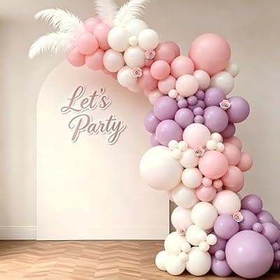 [DUHEEZZ] Pink Purple White Balloon Garland Arch Kit, Lavender Pastel Light Purple White Latex Balloons for Butterfly Baby Shower Bridal Shower Wedding Birthday Party Decorations