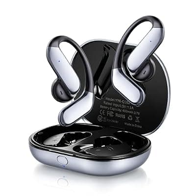 [EEXXYZ] EEXXYZ Ultra Open Ear Earbuds with Secure Ear Hooks 2026 Earbuds Wireless Bluetooth 6.1 Comfortable Bone Conduction Headphones 90H Playtime for Running Workout Cycling (Black)