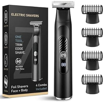 [RAXMETRY] RAXMETRY Beard Trimmer for Men, All-in-One Tool Electric Shaver for Men with Perforated Dual-Sided Blades,Painless Trimmer for Man,IPX7 Waterproof Electric Razor Men for Face and Body, LED Display