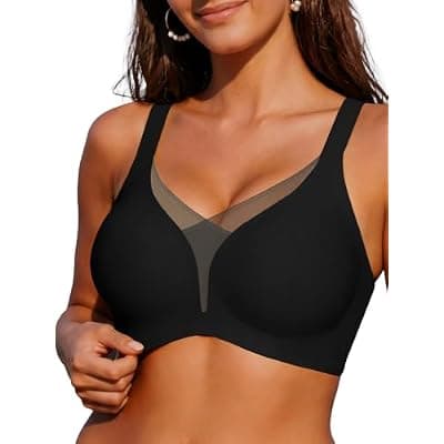 [COCOMARTS] COCOMARTS Jelly Bras for Women No Underwire Push Up Deep V Mesh Comfort T Shirt Bralette Wireless Seamless Everyday Bra