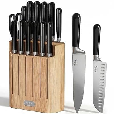 [SMIRLY] SMIRLY 14-Piece Kitchen Knife Set with Magnetic Block, High Carbon Stainless Steel Chef Knives, Ultra Sharp, Dishwasher Safe, Black