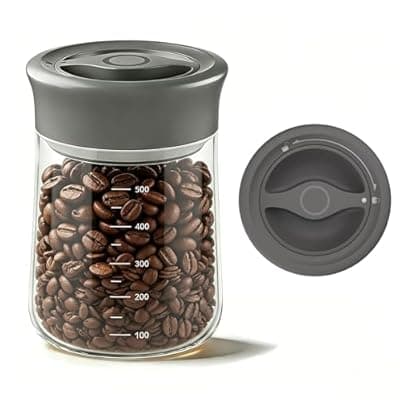 [NUZEAK] NUZEAK Airtight Coffee Bean Storage Container with Silicone Ring, Twist Seal Glass Storage Jars with lids, 500ml/17oz Wide Mouth Food Jars & Canisters for Coffee Grounds, Creamer, Candy, Flour Sugar
