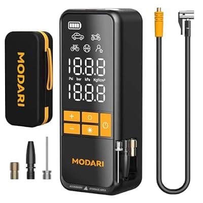 [modari] MODARI Tire Inflator Portable Air Compressor - 4X Faster 160 PSI Portable Air Pump for Cars - Cordless Tire Inflators with Gauge - Portable Tire Inflator for Car, Pickup, Bike and More (Yellow Black)