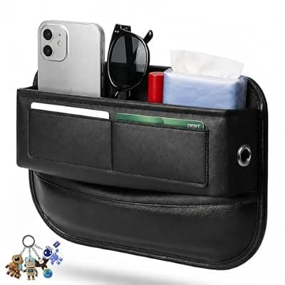 [IIIBUMWOW] Gap Seat Filler Organizer for Cars,Anti-Slip Seat Gap Filler w/ Card Slots | PU Leather Side Console Storage Box for Phone,Keys,Coins,Daily Commute & Road Trips,Universal Fit for Car SUV Truck,Black