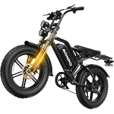 [AONPO] Electric Bike for Adults, 1500W Peak Motor 60 Miles Fat Tire Ebike with 52V 15Ah Removable Battery 20" Fat Tire Electric Bike