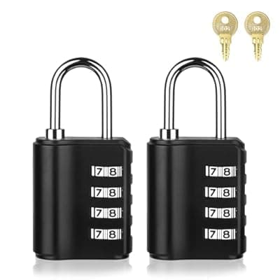 [Greoil] Combination Lock Outdoor with Key Outdoor Waterproof, 4 Digit Padlock for School Gym Sports Locker,2 Pack Padlock with Hasp Storage, Combination Padlock, Cabinet Doors, Fence, Garage