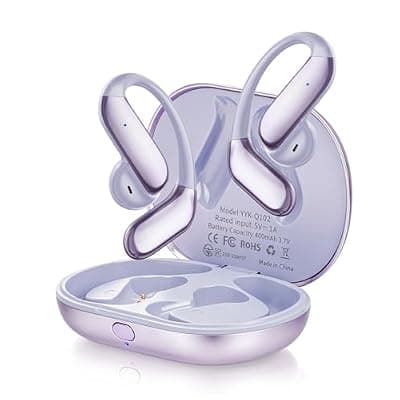 [EEXXYZ] EEXXYZ Ultra Open Ear Earbuds 2026 Bluetooth 6.1 AI Translation Earbuds Real Time with Secure Ear Hooks, Comfortable Bone Conduction Headphones for Running Workout Cycling (Purple)