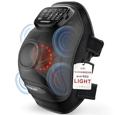 [Musugy] Musugy Knee Massager with Heat and Red Light Therapy : 4-in-1 Compression Massage with 14 Chambers & Vibration for Pain Relief, Cordless Home Office Use for Seniors and Active Adults, 5000mAh