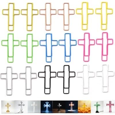 [Upquzzfy] Upquzzfy 80 Pcs Colored Cross Shaped Paper Clips Set - Cute and Fun Bookmark, File Organization, and Page Marker Clips for Office School, Wedding Party Invitation, Valentine Decor