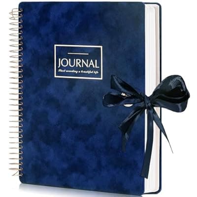 [FLYING EAGLE] FLYING EAGLE 300 Pages Thick Spiral Notebook Journaling Notebooks Vintage Velvet Journal for Women Men A4 Lined Journals for Writing with Gift Box, 8.5 x 11in, Blue