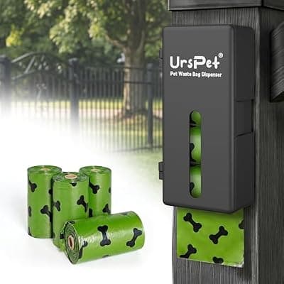 [URSPET] Portable Dog Poop Bag Dispenser, 60 Bags, Black | clip-on carry, snap-lock lid, scented leak-resistant bags, easy refill