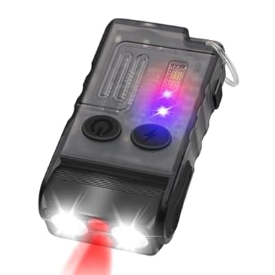 [HOSONIC] HOSONIC EDC Flashlight USB C Rechargeable, Small Flashlights Powerful with Clip, Magnetic, 180 Degree, Mini LED Pocket Keychain Flash Light Red Blue UV COB Light, 14 Modes, Waterproof