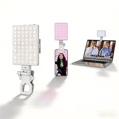 [OneAfflatus] Selfie Light for iPhone-Camera Light for Content Creator -Portable Light-Clip on Light with 3 Mode&10 Brightness Levels, Ring Light for Phone for TikTok-Makeup-Video Recording-Vlog-Laptop-White