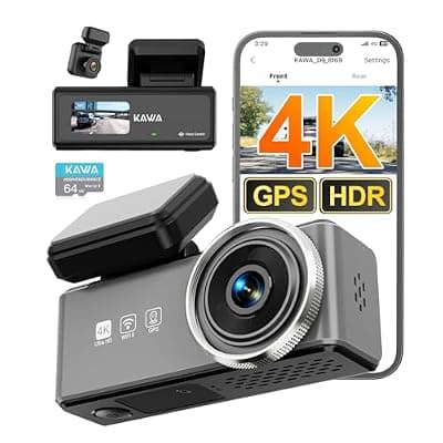 [KAWA] KAWA New 2 Channel Dash Cam, 4K+1080P Dashcam for Cars,Voice Control, GPS, CPL, 2K HDR and NightEagle Engine, Parking Mode, Wi-Fi 7, Front and Rear Dual Channel
