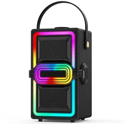 [TAMPROAD] TAMPROAD Bluetooth Speaker, 120W Peak Power Wireless Speakers Boombox with Deep Bass, Portable Loud Stereo Sound Subwoofer with LED Light Show for Party, Outdoor, Camping (Black)