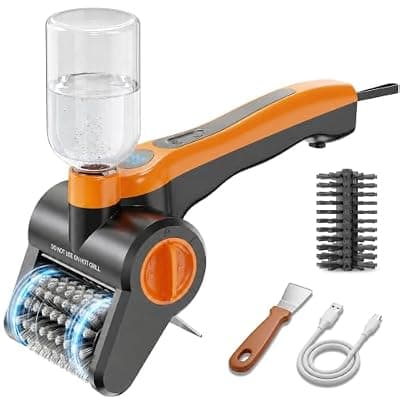 [Wanfifi] Electric Grill Brush, 100W High Torque Motor BBQ Cleaner with 300ml Water Spray,IPX8 Waterproof & Heat-Resistant, 2-Speed Rechargeable for Gas Charcoal Grill, Includes Scraper & Carry Case