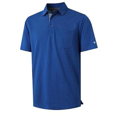 [M MAELREG] M MAELREG Mens Polo Shirts Short Sleeve Dry Fit Jacquard Performance Moisture Wicking Casual Pocket Golf Shirts for Men