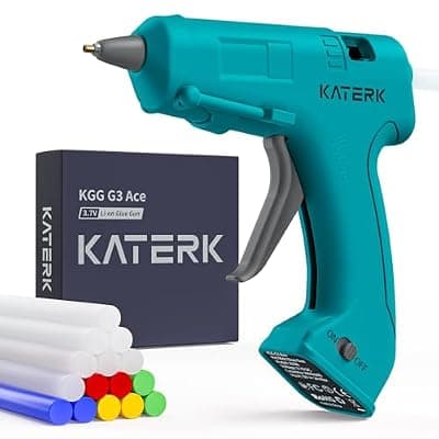 [Katerk] Katerk 3.7V Cordless Hot Glue Gun Kit, 90s Fast Heating, Mini Glue Gun with 15 Glue Sticks, USB-C Rechargeable with 2000mAh Built-in Battery, Ideal for DIY, Gift Making, School Crafts & Repairs (Blue)