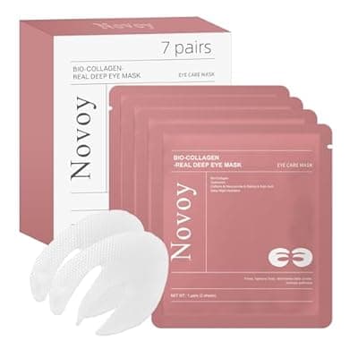 [LLVYUO] Novoy 7 Pairs Bio-Collagen Real Deep Eye Patches - 6-in-1 Retinol Overnight Eye Patches for Dark Circles, Puffiness & Wrinkles | 2% Caffeine+Hyaluronic+Niacinamide, Korean Popular Eye Mask - ROSE