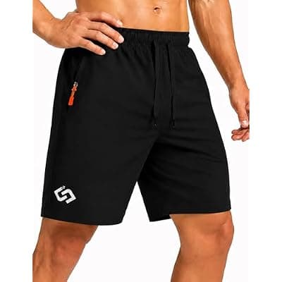 [Balanoon] Balanoon Men's 7" Athletic Gym Shorts with Zipper Pockets, Quick Dry