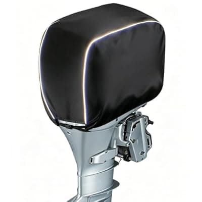 [Nxoizam] Nxoizam Outboard Motor Cover for 50-115HP, Heavy Duty Oxford Cloth Waterproof & Scratchproof, 2-Stroke 4-Stroke Boat Motor Cover, Black Trailerable Engine Cover with Reflective Strips