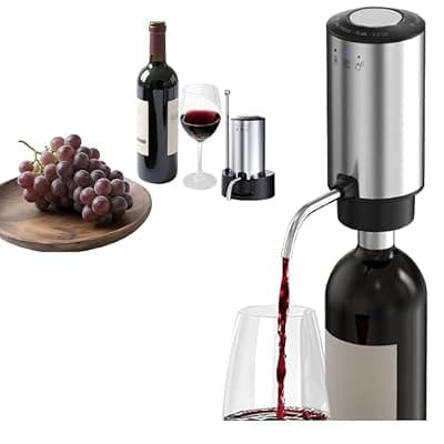 [AREYCVK] Rechargeable Wine aerator Electric Wine Decanter, Automatic Wine Dispenser withStorage Base,Two Modes:long press to continuously Dispense wine/single press to Dispense75ml of Wine