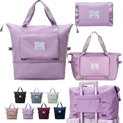 [AYWVRBST] Large Capacity Foldable Travel Bag, Sports Shoulder Bag, Duffel Bag, Wet and Dry Separation, Waterproof Oxford Fabric (Purple, Large)