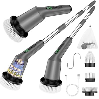 [CTMAST] Electric Spin Scrubber, Shower Scrubber Cordless Scrub Brush, Grey