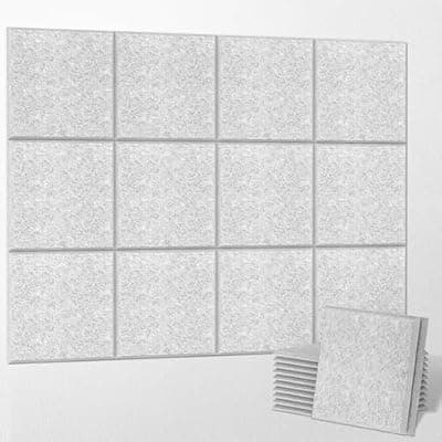 [UMIACOUSTICS] UMIACOUSTICS 12 PCS Acoustic Panels,11.8" x 11.8" x 0.35" Sound Proof Wall Panels, Sound Absorbing Panels and Cork Board for Office, Studio, Home Theater,Silver Grey