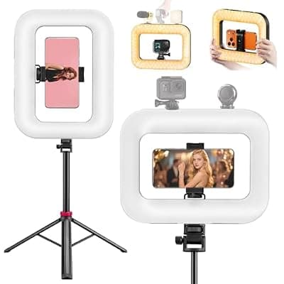 [LYDRIG] 20W Ring Video Light with 8000mAh Built‑in Battery & 80inch Tripod 3H Max Brightness Portable Handheld Phone Fill Light Expandable for Mic & Camera Kit Easy Shooting for Vlogging Selfie Live Stream