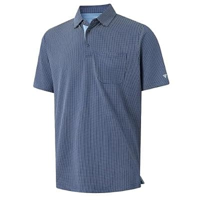 [M MAELREG] M MAELREG Mens Polo Shirts Short Sleeve Dry Fit Jacquard Performance Moisture Wicking Casual Pocket Golf Shirts for Men